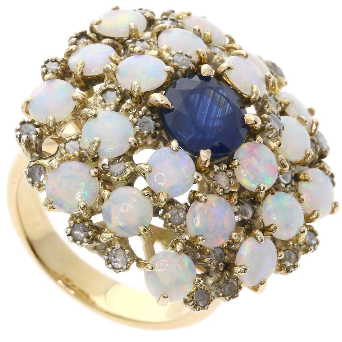 K14 Yellow Gold Sapphire Opal Ring 11.4g (1 of 12)