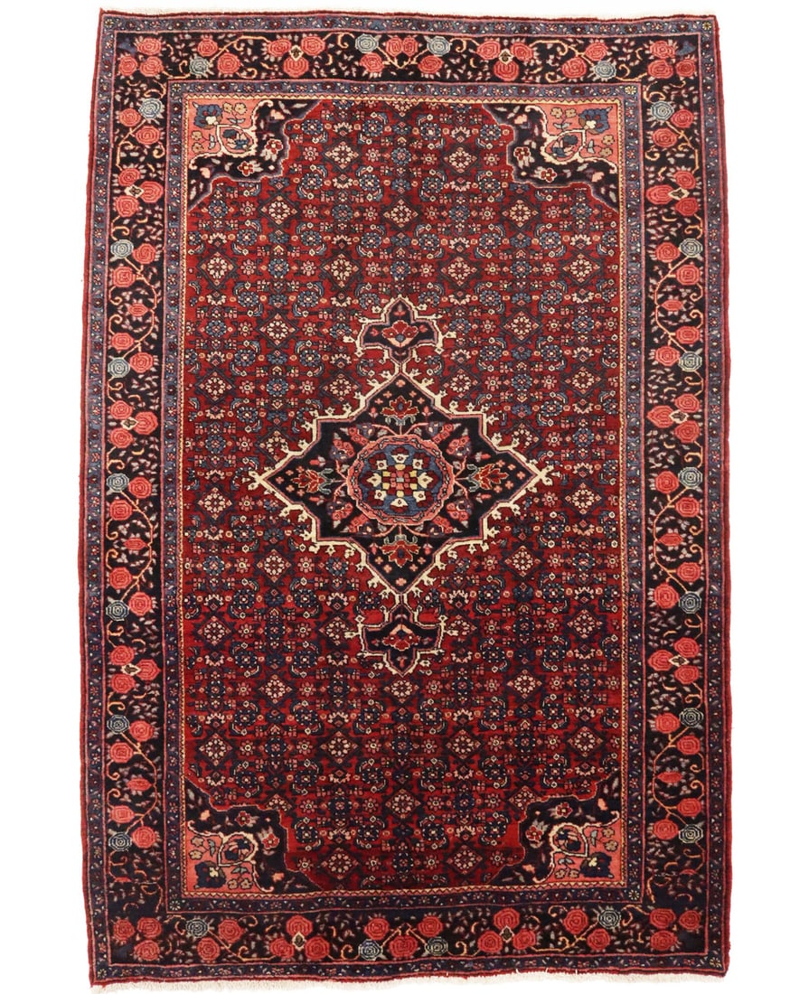 ft Vintage Hand-Knotted Oriental Rug Maroon Floral Plush Bedroom Carpet 4X6'5: ft Vintage Hand-Knotted Oriental Rug Maroon Floral Plush Bedroom Carpet 4X6'5 This vintage hand-knotted Oriental rug features a maroon floral design, measuring 4'3" x 6'5" and crafted from wool. It is