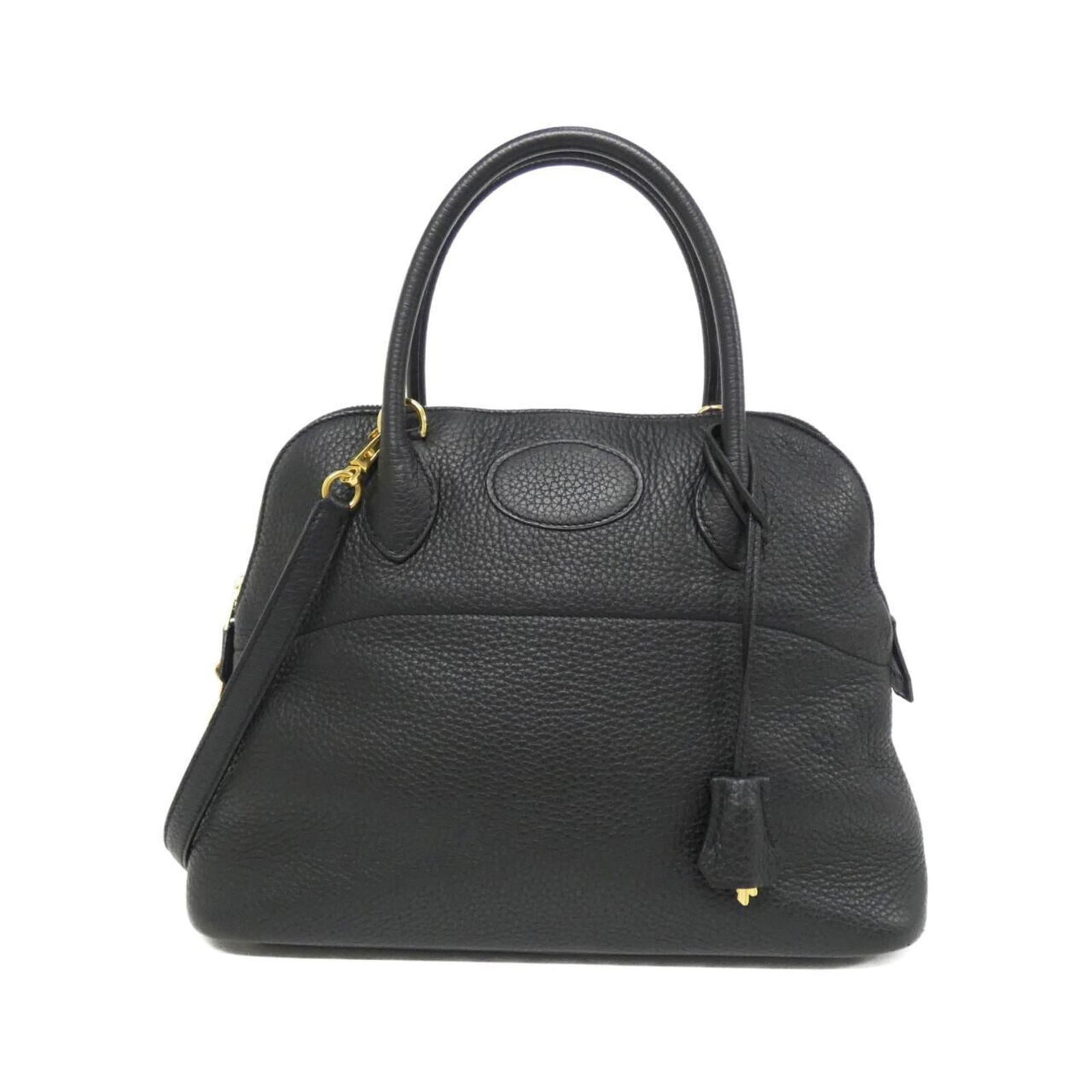 Taurillon Clemence Leather Handbag by Hermes: Taurillon Clemence Leather Handbag by Hermes Hermes Taurillon Clemence Leather handbag in black measures 23cm x 31cm x 12cm (9.05'' x 12.2'' x 4.72'') and is in very good condition with minimal signs