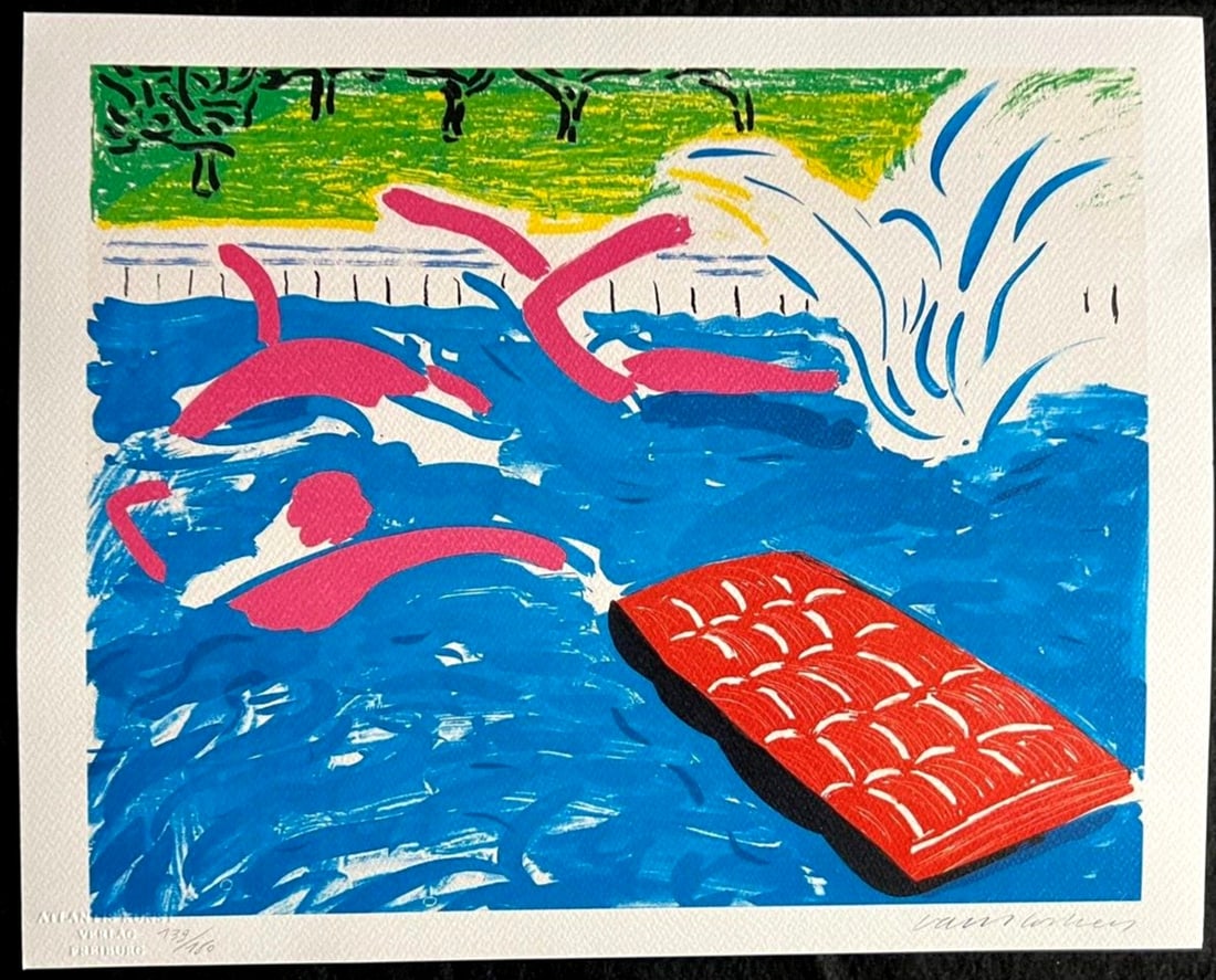 David Hockney Lithograph "Swimming" Signed Numbered COA (1 of 10)