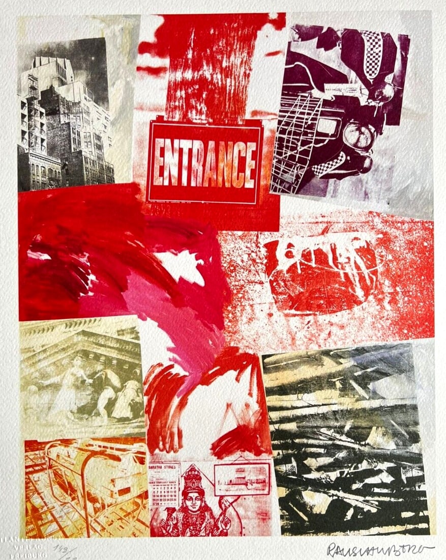 Robert Rauschenberg Lithograph Signed Op Numbered in Pencil 180 COA: Robert Rauschenberg Lithograph Signed Op Numbered in Pencil 180 COA This Robert Rauschenberg lithograph, titled 'without title', was printed in 1992 and is part of a limited edition of 180. It measure