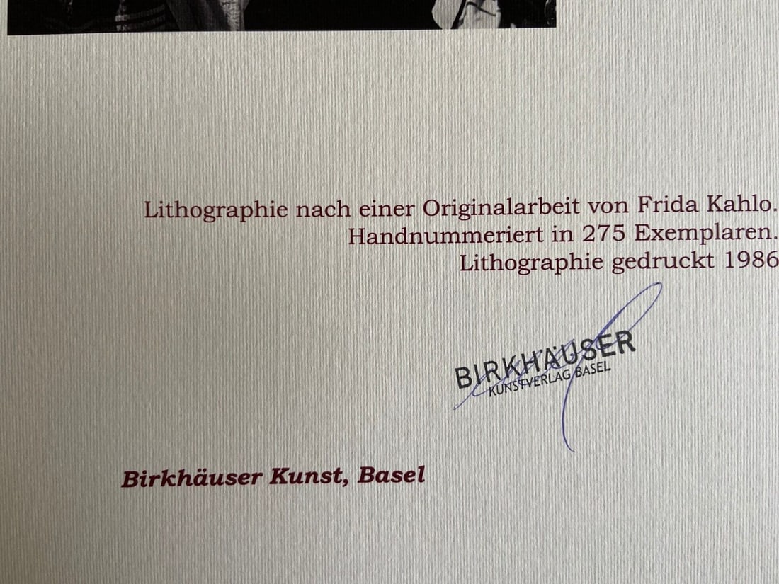 Limited Numbered Lithograph Frida Kahlo Pencil Signed - 10