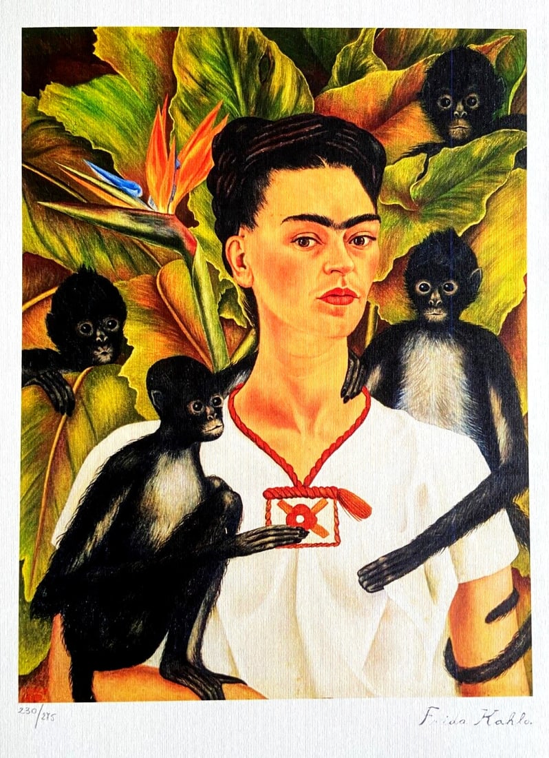 Limited Numbered Lithograph Frida Kahlo Pencil Signed - 2