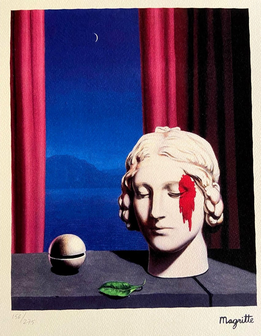 Ren Magritte Lithograph Signed COA Numbered By Hand: Ren Magritte Lithograph Signed COA Numbered By Hand Ren Magritte lithograph from 1986, hand numbered (275 copies), measures 30 x 38 cm, with the artist's signature printed on the slab and a stamp