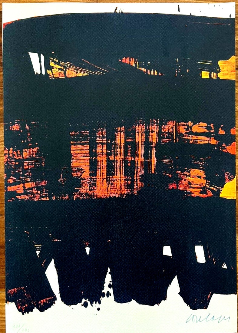 Pierre Soulages Op 1995 Signed COA Numbered by Hand in Pencil 275ex (1 of 10)