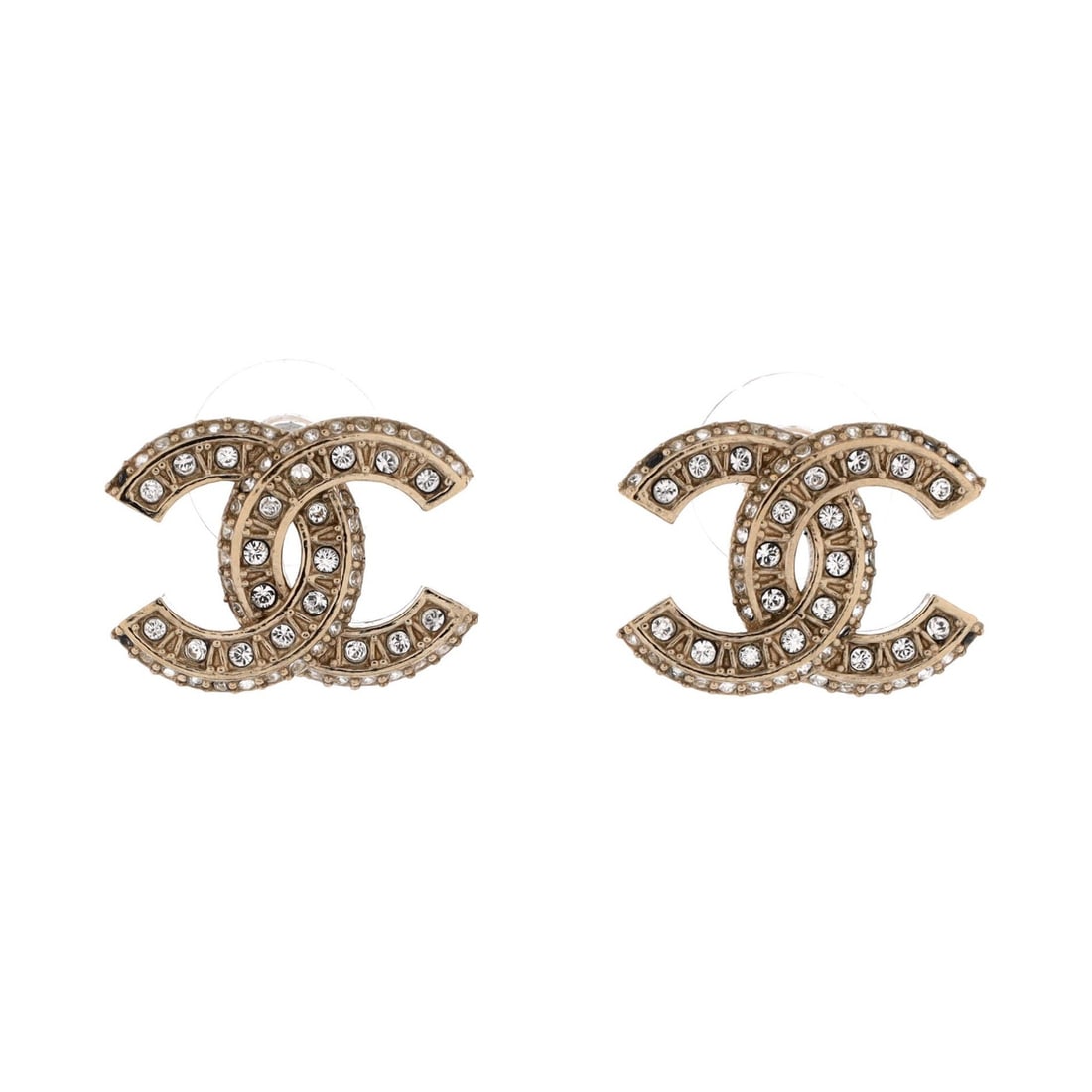 Chanel CC Stud Earrings with Crystals, Metal (1 of 3)