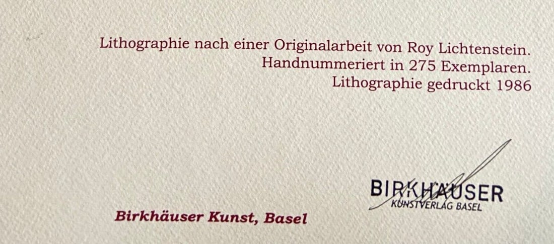 Roy Lichtenstein Lithograph Signed Numbered COA Limited - 9