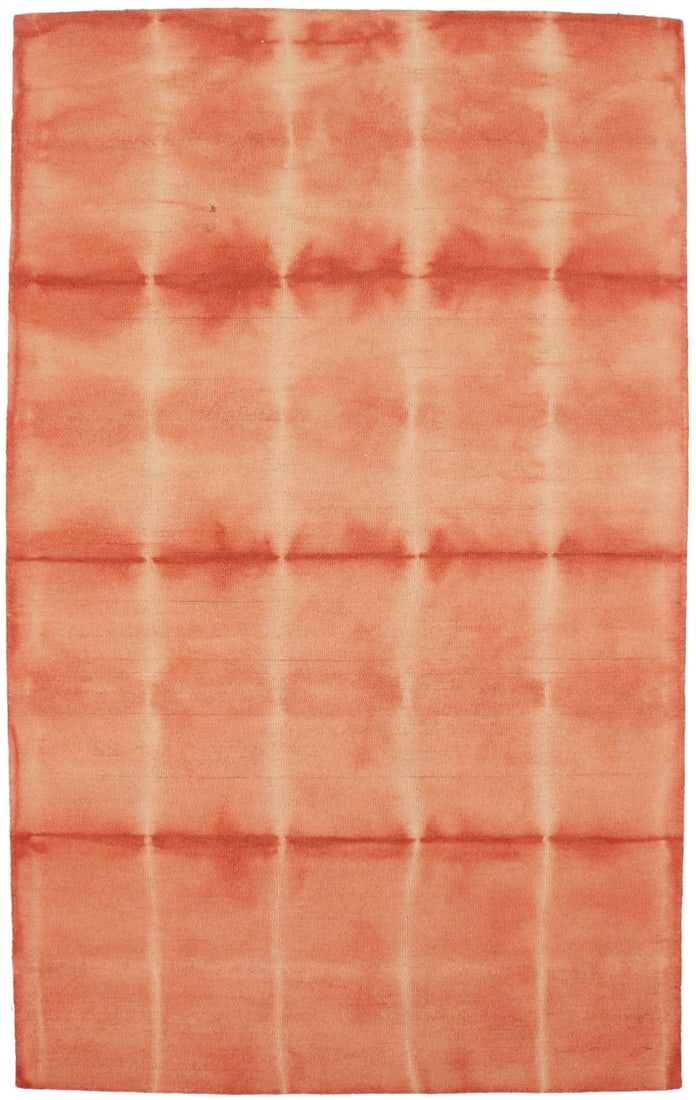 Modern Kids Room Carpet 5x8 ft Coral Red Hand-Tufted Tie-Dye Rug: Modern Kids Room Carpet 5x8 ft Coral Red Hand-Tufted Tie-Dye Rug This modern kids room carpet is a coral red hand-tufted wool rug measuring 5x8 ft, designed with an abstract pattern and features that