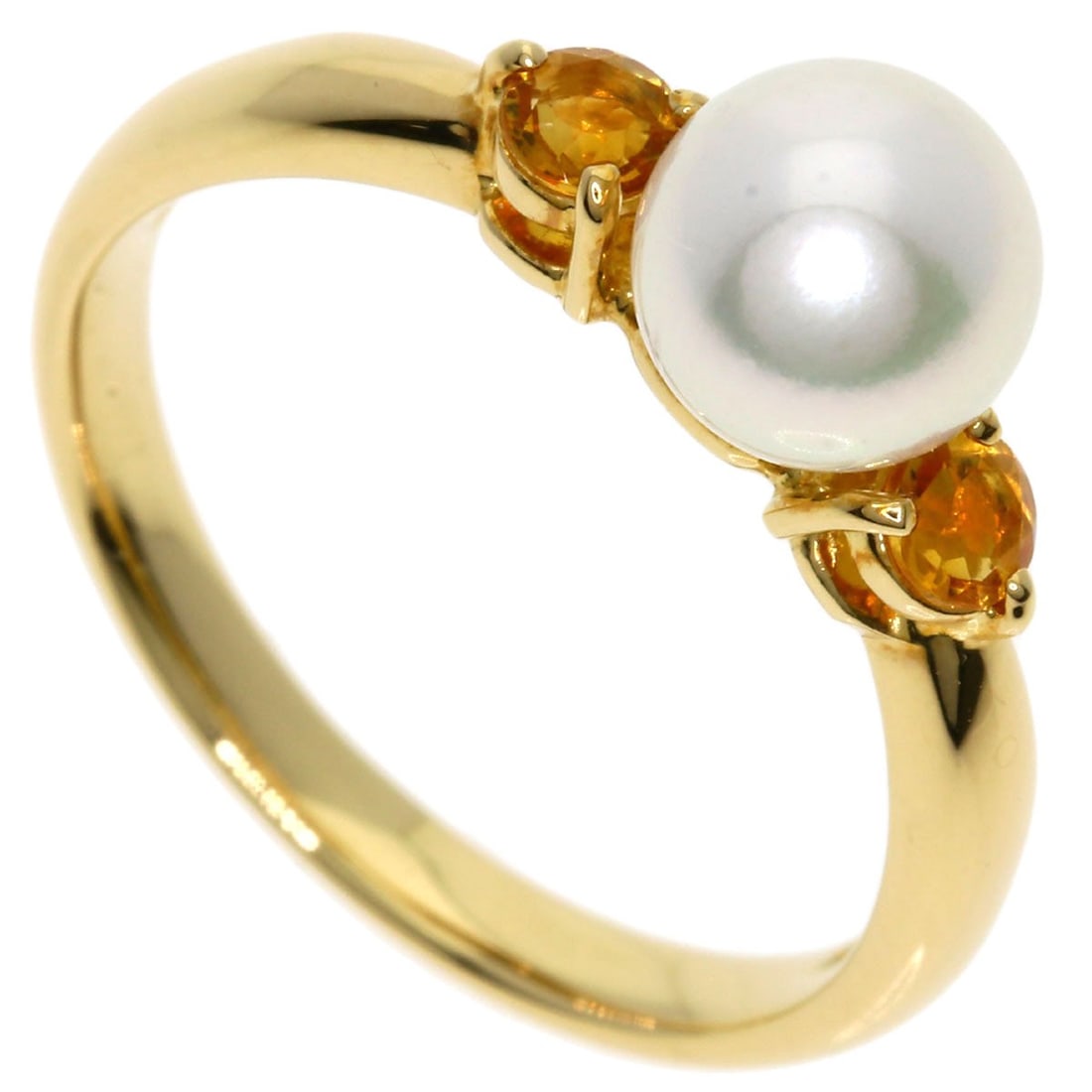 TASAKI Akoya Pearl Citrin Ring in K18 Yellow Gold: TASAKI Akoya Pearl Citrin Ring in K18 Yellow Gold TASAKI ring featuring a pearl set in K18 yellow gold, with a US ring size of 5.75, crafted in Japan. Item Specifics: Brand: TASAKI Style: Ring