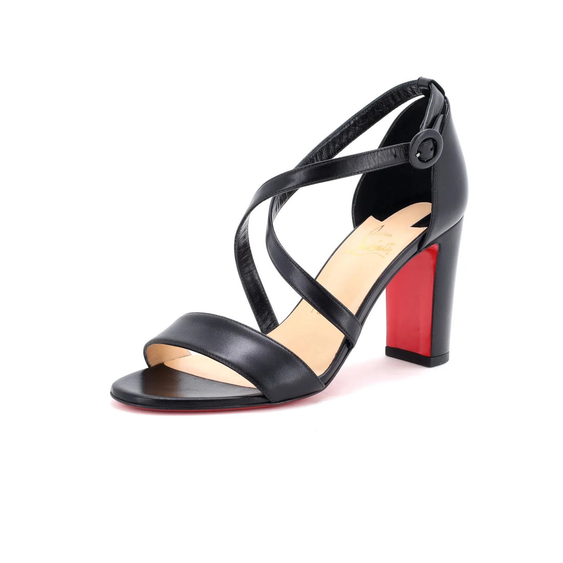 Christian Louboutin Loubi Bee Sandals Leather 85 Women's: Christian Louboutin Loubi Bee Sandals Leather 85 Women's Christian Louboutin Loubi Bee sandals in black leather for women, size US 7 (IT 37), in great condition with minor wear. Item Specifics: