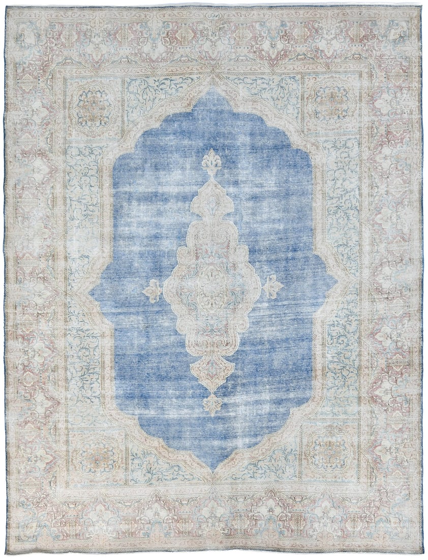 Antique Handmade Oriental Rug 9X11'5 Floral Distressed Vintage Carpet (1 of 12)