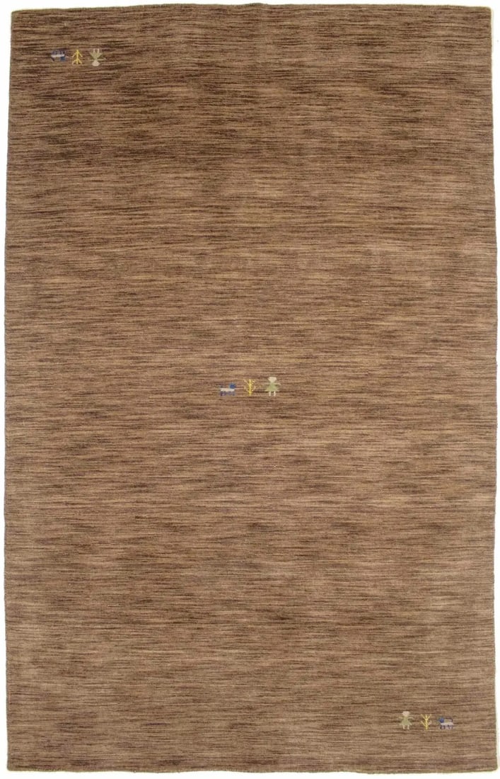 Hand-Loomed 5X8 ft Modern Oriental Rug Solid Brown Carpet (1 of 13)