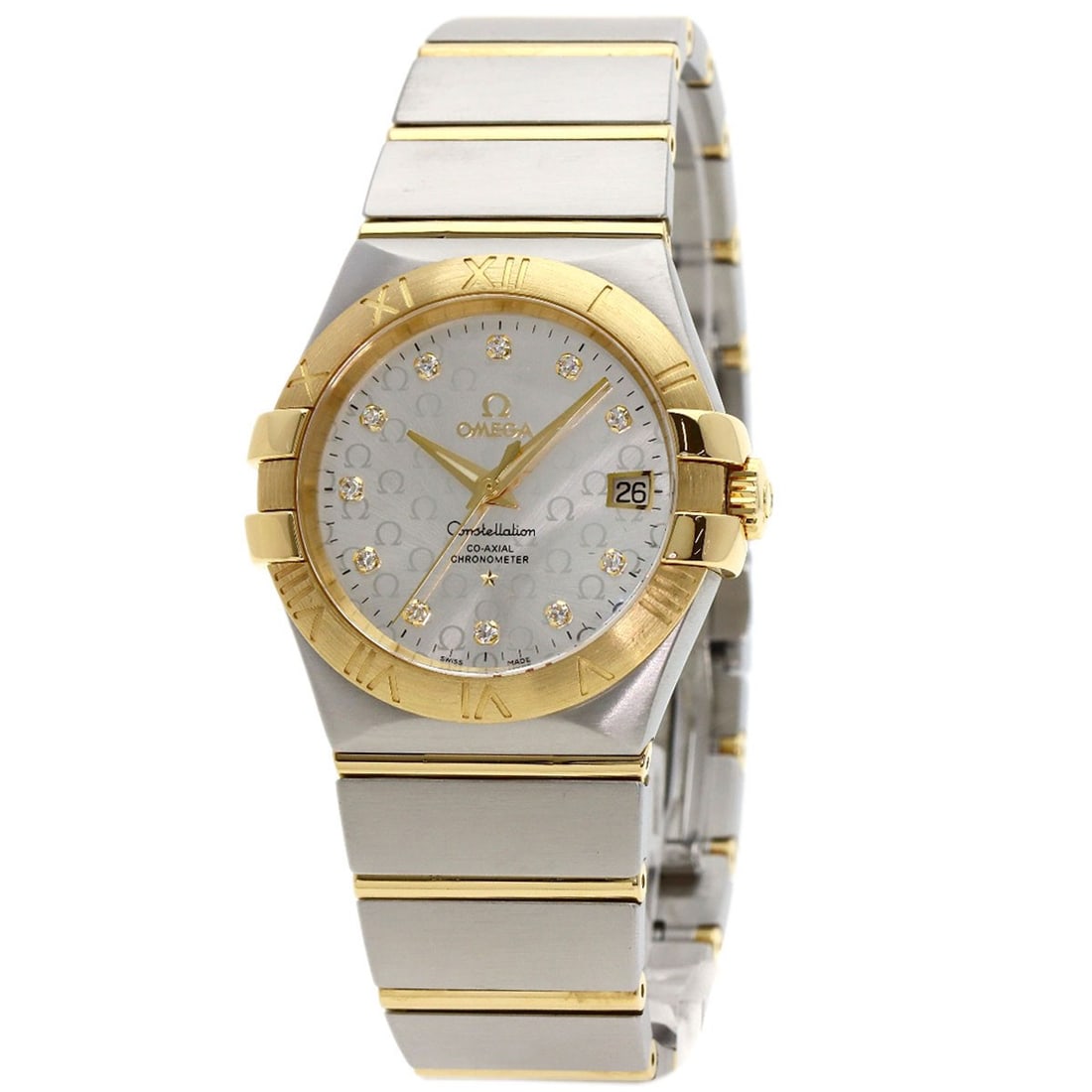 Stainless OMEGA Constellation 1.4" Watches 123.20.35.20.52.004: Stainless OMEGA Constellation 1.4" Watches 123.20.35.20.52.004 OMEGA Constellation wristwatch features a stainless steel build with an analog display, mechanical automatic movement, and fits a wrist