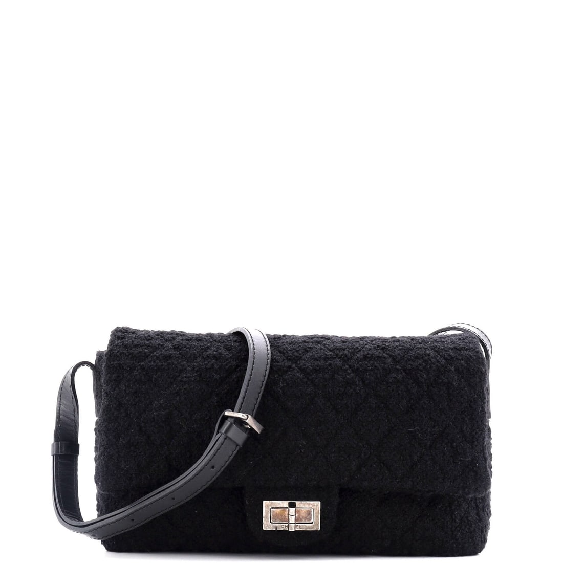 Chanel Large Easy Reissue Messenger Flap Bag Quilted Tweed: Chanel Large Easy Reissue Messenger Flap Bag Quilted Tweed The Chanel Large Easy Reissue Messenger Flap Bag, made from quilted tweed, measures 8" x 12" x 3" and features aged silver hardware, with som