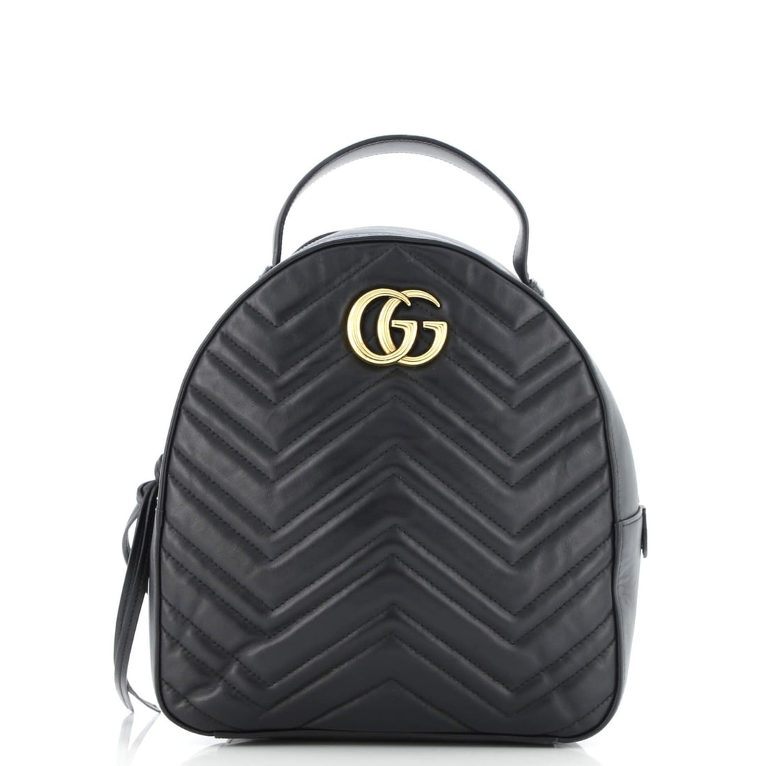 Gucci GG Marmont Small Backpack Matelasse Leather: Gucci GG Marmont Small Backpack Matelasse Leather Gucci GG Marmont small backpack in black matelasse leather, measuring 10" x 9.5" x 4", has a gold hardware finish and is in very good condition with