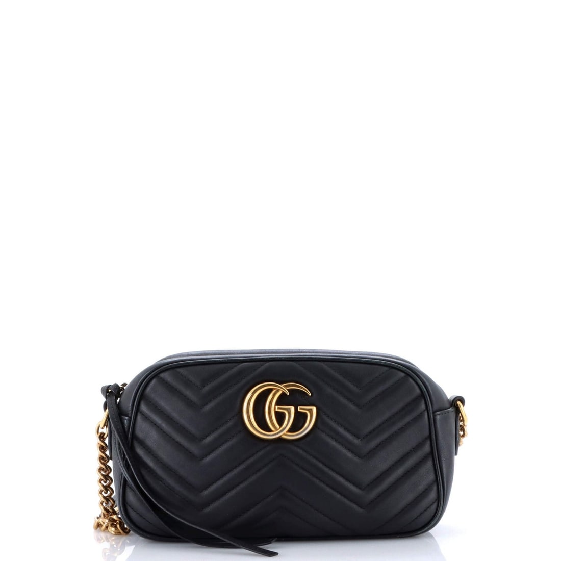 Small Gucci GG Marmont Shoulder Bag Matelasse Leather: Small Gucci GG Marmont Shoulder Bag Matelasse Leather The small Gucci GG Marmont Shoulder Bag is made of black matelasse leather, measuring 5" in height and 9.5" in width with a strap drop of 22-24 in