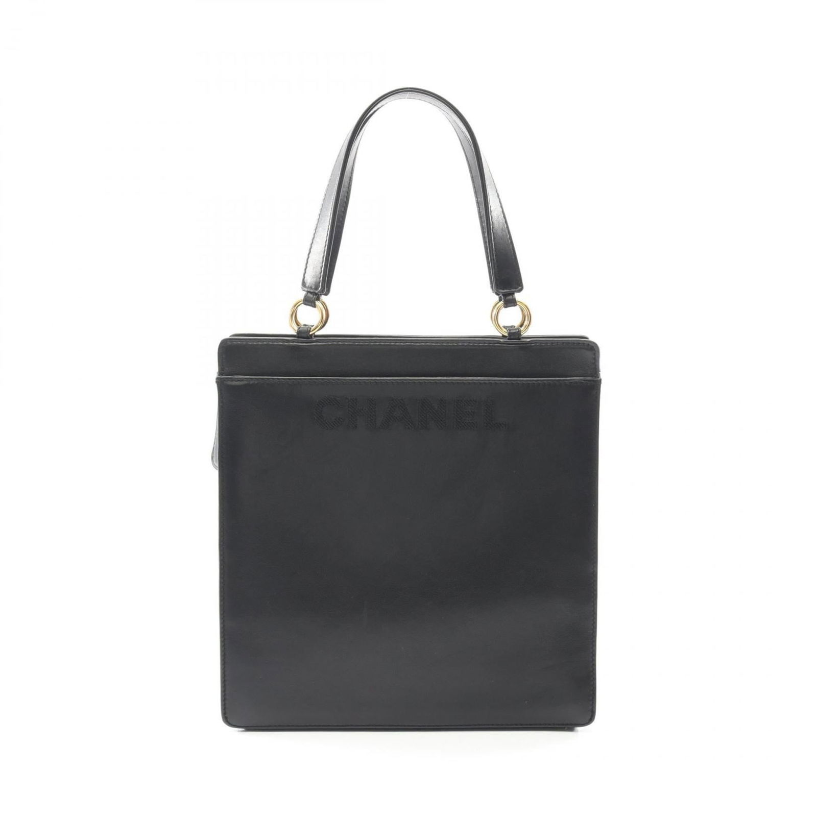 Chanel Leather Tote Bag: Chanel Leather Tote Bag Chanel Leather Tote Bag made from lambskin in black, accented with gold hardware and designed for women. Measuring 28cm x 27cm x 9cm, it is in very good condition with minor tr