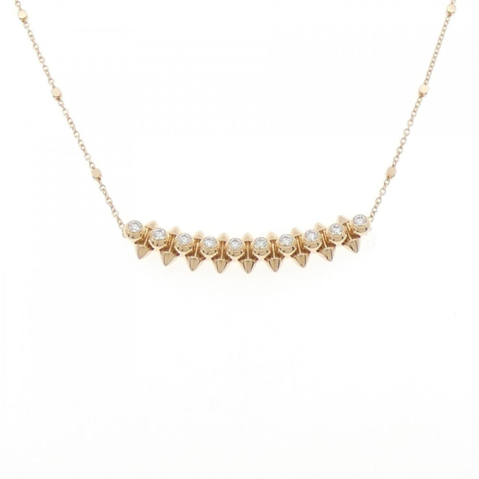 Cartier 18K Pink Gold: Cartier 18K Pink Gold Cartier 18K Pink Gold necklace for women features a diamond pendant measuring 6.7mm x 37.4mm, with a neck circumference of 38 cm - 40 cm. In very good used condition with minimal