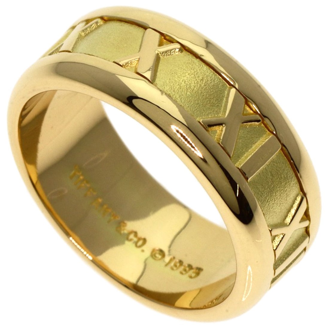 TIFFANY & Co. K18 Yellow Gold Atlas Ring: TIFFANY & Co. K18 Yellow Gold Atlas Ring TIFFANY & Co. ring made from K18 yellow gold in US size 5, without stones, representing high purity gold and crafted in the United States. Item Specifics:
