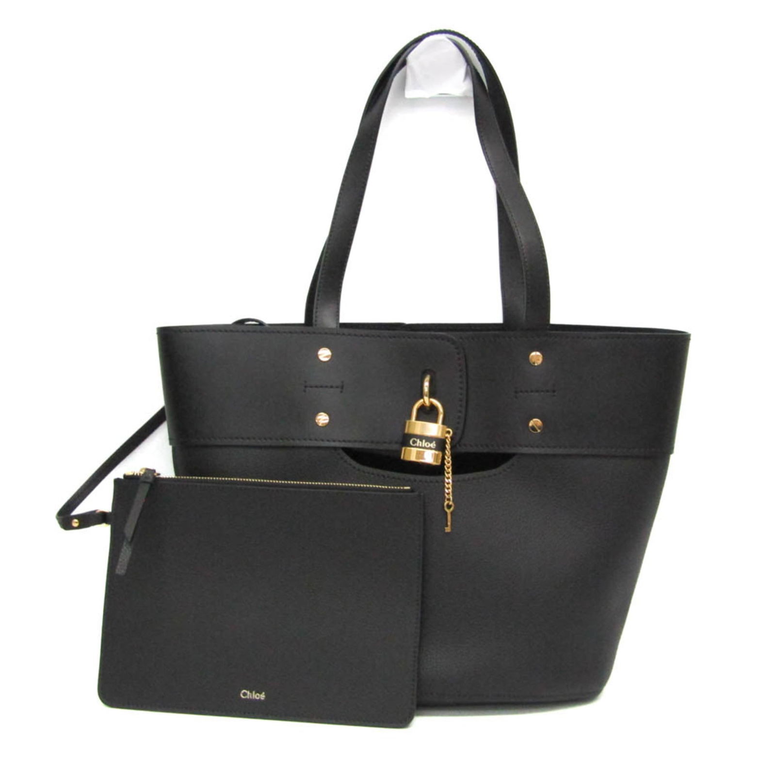 Chlo Leather Tote Bag: Chlo Leather Tote Bag The Chlo Leather Tote Bag in black measures 28cm x 29cm x 14cm, designed for women and features an open closure with a pouch; it is in very good used condition. Item Specifics: B