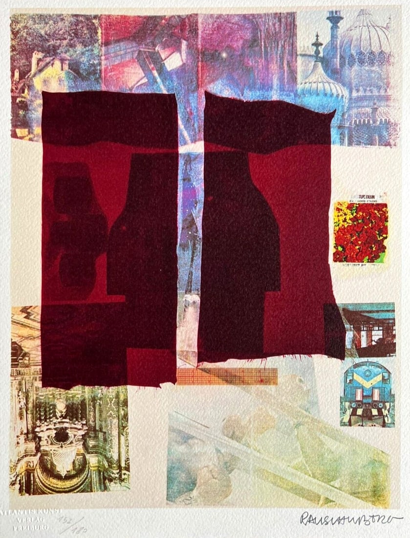 Robert Rauschenberg Lithograph COA Signed, Hand Numbered 180 Es: Robert Rauschenberg Lithograph COA Signed, Hand Numbered 180 Es Robert Rauschenberg Lithograph 'Because it cannot be said,' chromolithography printed in 1992, measures 30 x 40 cm, includes signature a