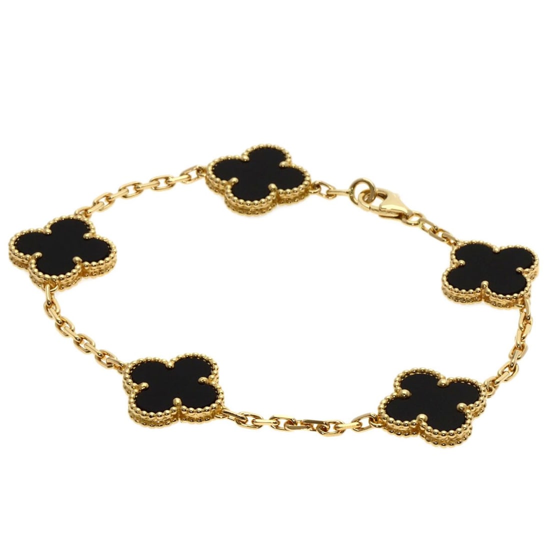 Gold Van Cleef & Arpels Vintage Alhambra Onyx Bracelet K18 Yellow (1 of 10)