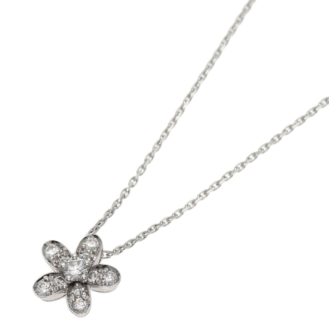 Socrates 1 Flower Diamond Necklace K18 White Gold by Van Cleef & Arpels: Socrates 1 Flower Diamond Necklace K18 White Gold by Van Cleef & Arpels The Socrates 1 Flower Diamond Necklace by Van Cleef & Arpels features K18 white gold material, a diamond main stone, and measure