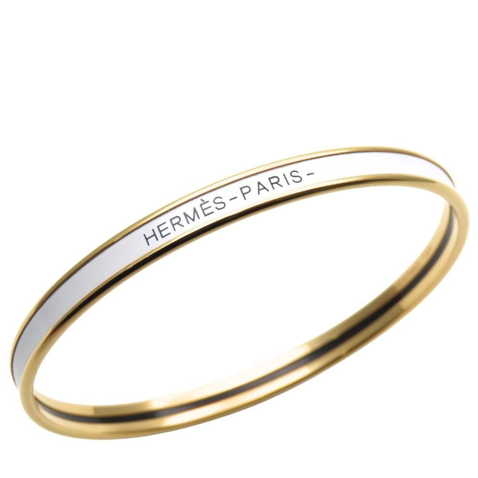 Hermes Enamel and Metal Charm Bracelet: Hermes Enamel and Metal Charm Bracelet Hermes charm bracelet made of enamel and metal in gold and white colors, 19.3cm in length, in very good condition with minor traces of usage. Item Specifics: Bra