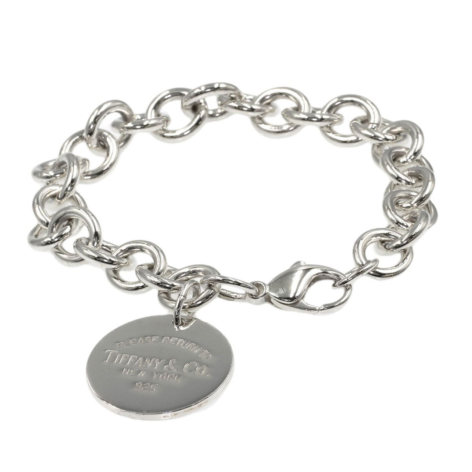 Silver Tiffany Charm Bracelet: Silver Tiffany Charm Bracelet The silver Tiffany charm bracelet for women is 17cm long, 9.6mm wide, weighs 36.4g, and exhibits very good condition with some signs of wear. Item Specifics: Brand: Tiffa