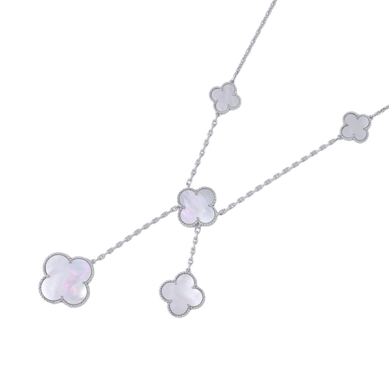 Arpels Van Cleef &: Arpels Van Cleef & This Van Cleef & Arpels necklace is made of 18K white gold, weighs 27.9g, features a mother of pearl stone, and has a neck circumference adjustable from 38 cm to 41 cm, in very good