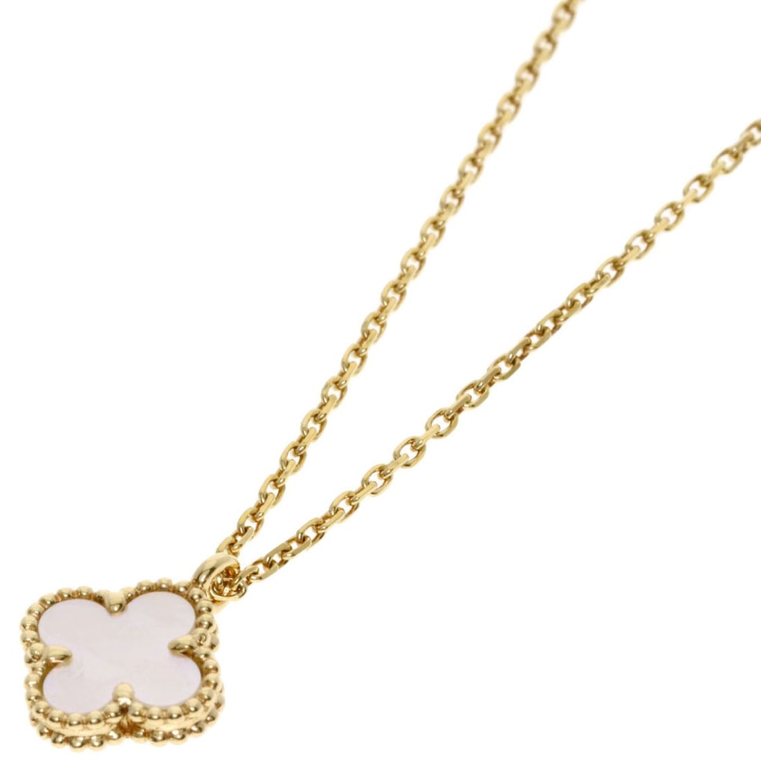 K18 Yellow Gold Van Cleef & Arpels Sweet Alhambra Shell Necklace: K18 Yellow Gold Van Cleef & Arpels Sweet Alhambra Shell Necklace K18 yellow gold necklace by Van Cleef & Arpels, 16.1 inches in length, with no main stone, made in France. Item Specifics: Brand: Van C