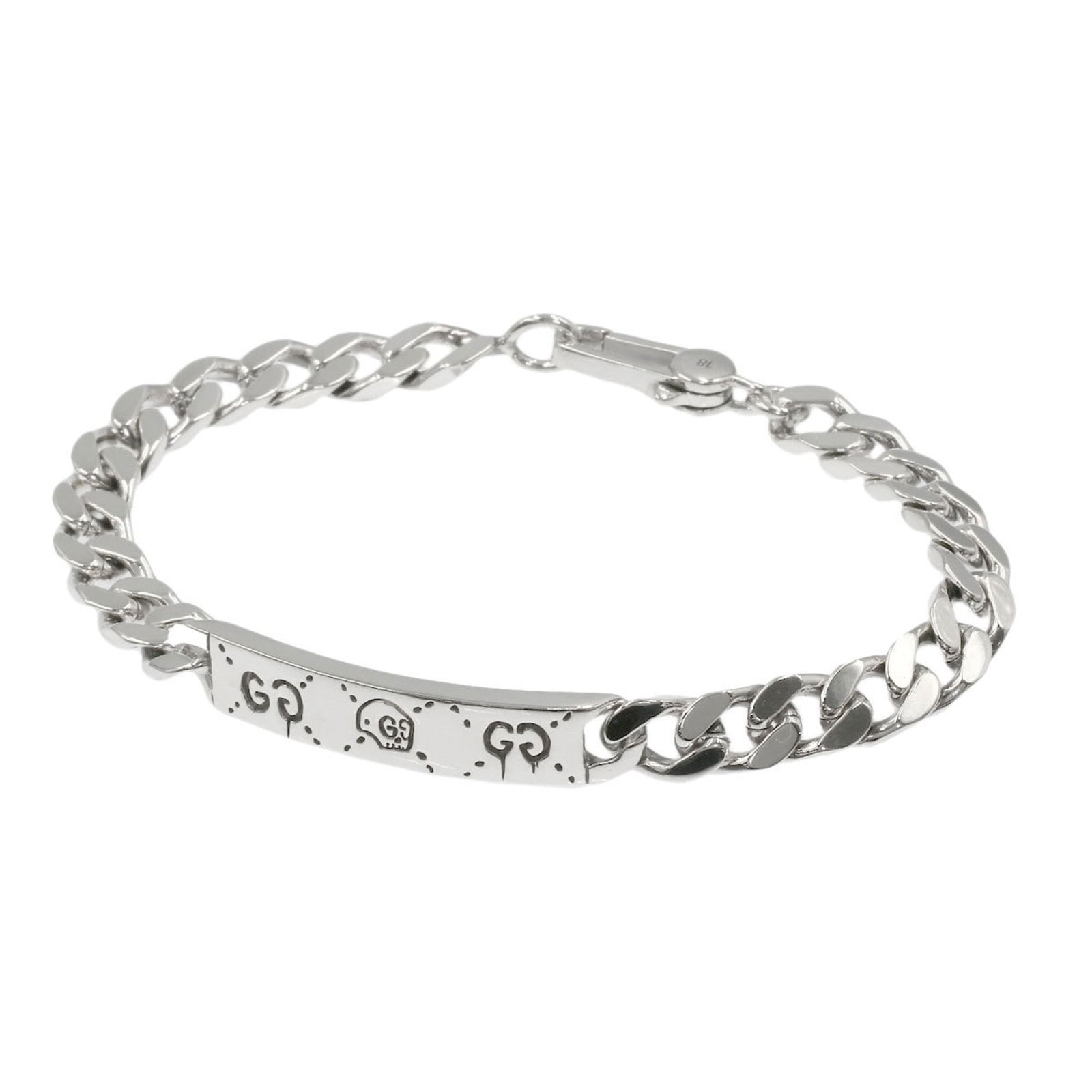 Bracelet Gucci Charm: Bracelet Gucci Charm Gucci charm bracelet made of silver, measuring 18 cm in length and 6.3 mm in width, weighing 18.2g, in very good used condition with minor traces of usage. Item Specifics: Brand: