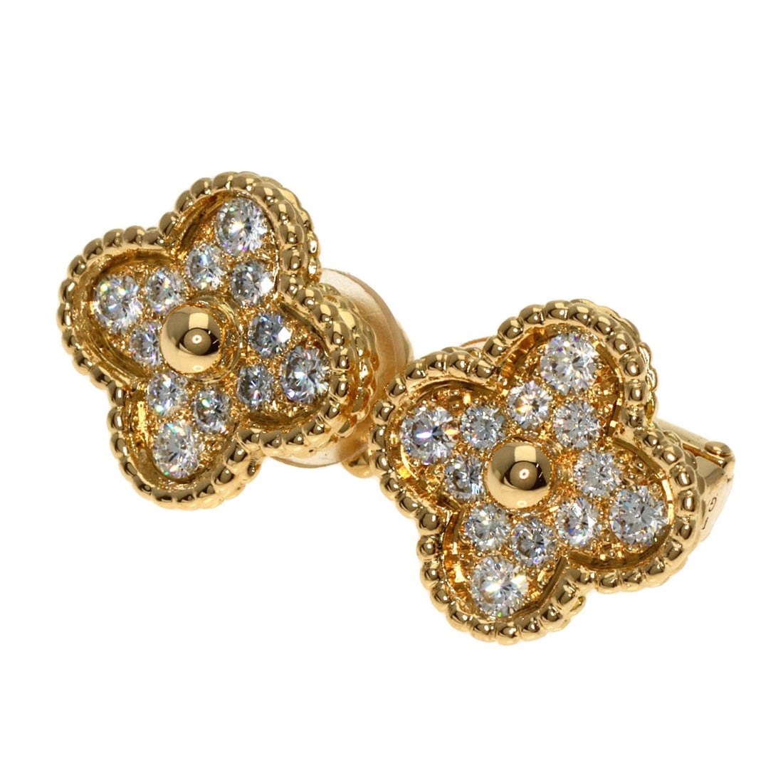 K18 Van Cleef & Arpels Vintage Alhambra Diamond 2WAY Earrings: K18 Van Cleef & Arpels Vintage Alhambra Diamond 2WAY Earrings Van Cleef & Arpels earrings in K18 yellow gold featuring diamond, styled as 2WAY earrings. Item Specifics: Brand: Van Cleef & Arpels Style
