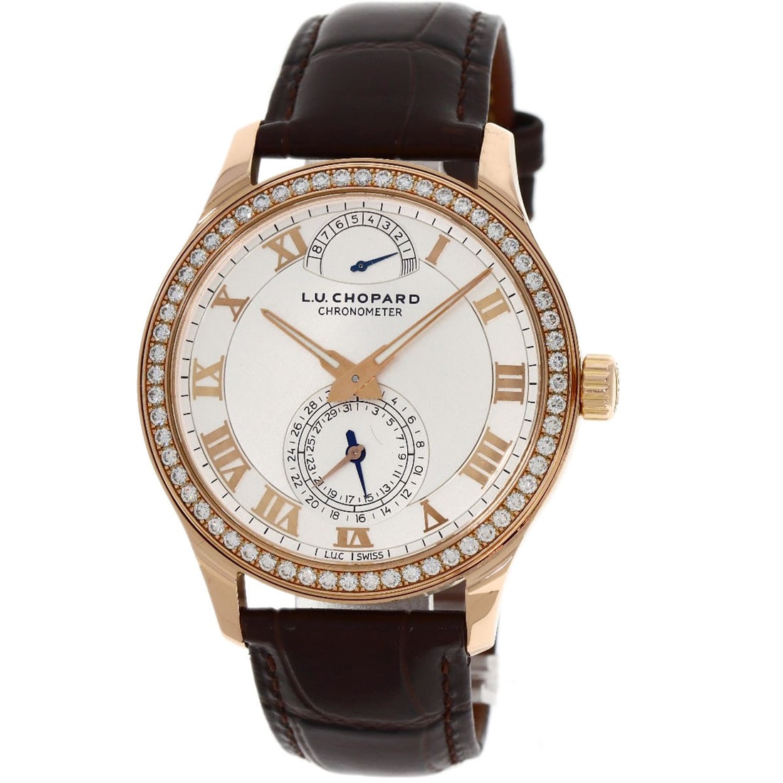 Leather Chopard LUC Quattro Diamond Bezel Watches 171926-5001 K18 Pink Gold/ (1 of 20)