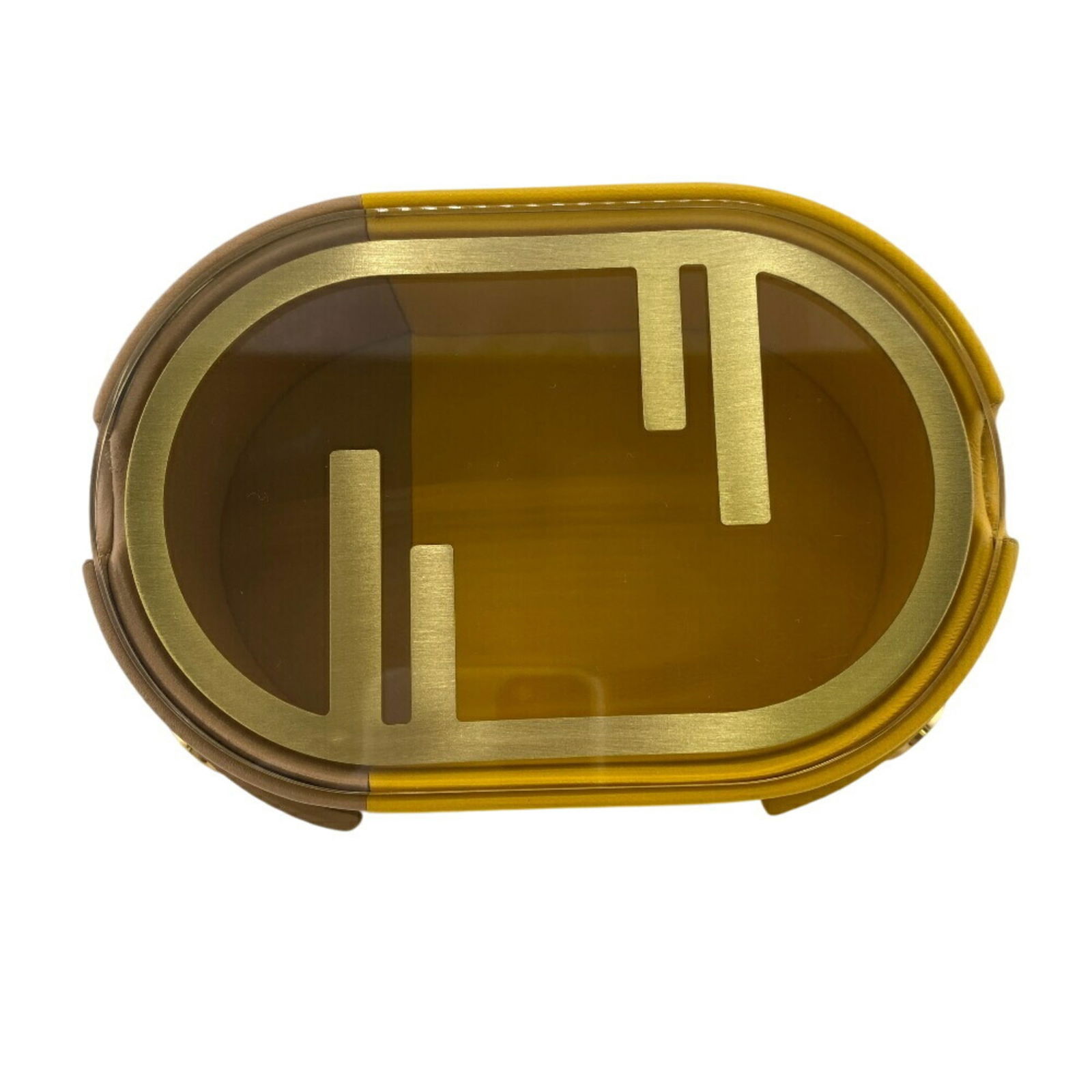 Fendi Leather Jewelry Tray: Fendi Leather Jewelry Tray Fendi jewelry tray made of leather in brown and yellow, measuring 10cm x 16cm x 5.5cm, in very good used condition with minor scratches. Item Specifics: Brand: Fendi Type: J