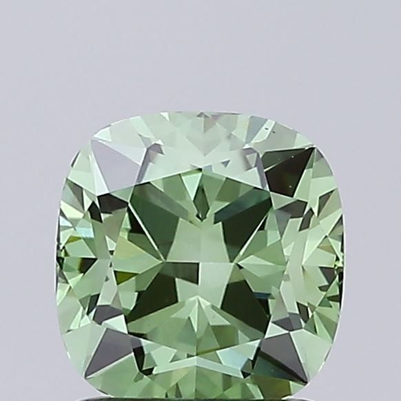 Loose Lab Diamond IGI Cushion Modified 1.12ct Fancy Vivid Green VS1: Loose Lab Diamond IGI Cushion Modified 1.12ct Fancy Vivid Green VS1 A loose lab-grown diamond weighing 1.12 carats, featuring a cushion modified cut, fancy vivid green color, and VS1 clarity, with