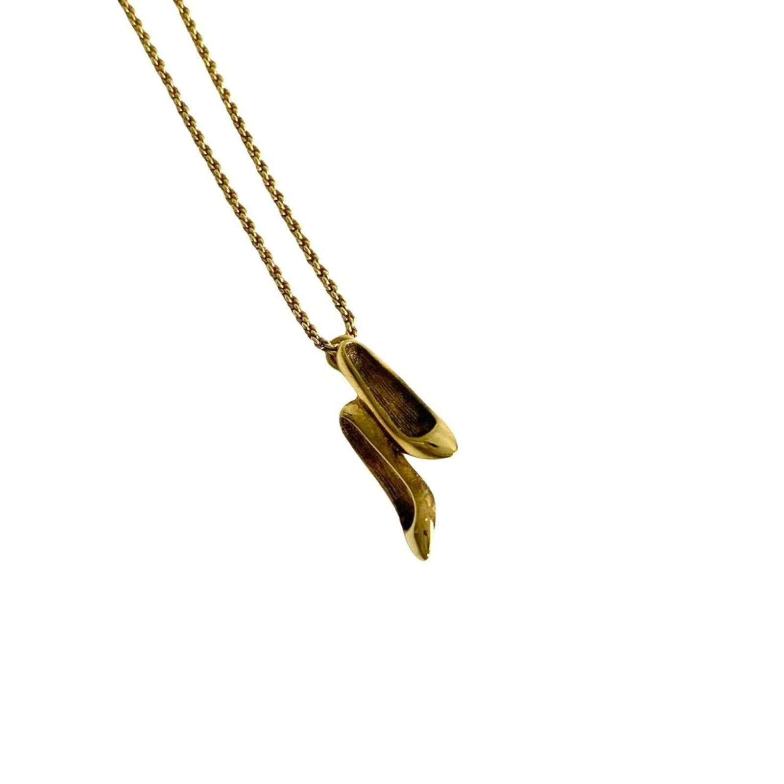 Dior Christian: Dior Christian Christian Dior necklace designed for women, featuring a gold color with a neck circumference of 42 cm and a pendant size of 28mm x 11mm; used condition with traces of usage. Item Specif