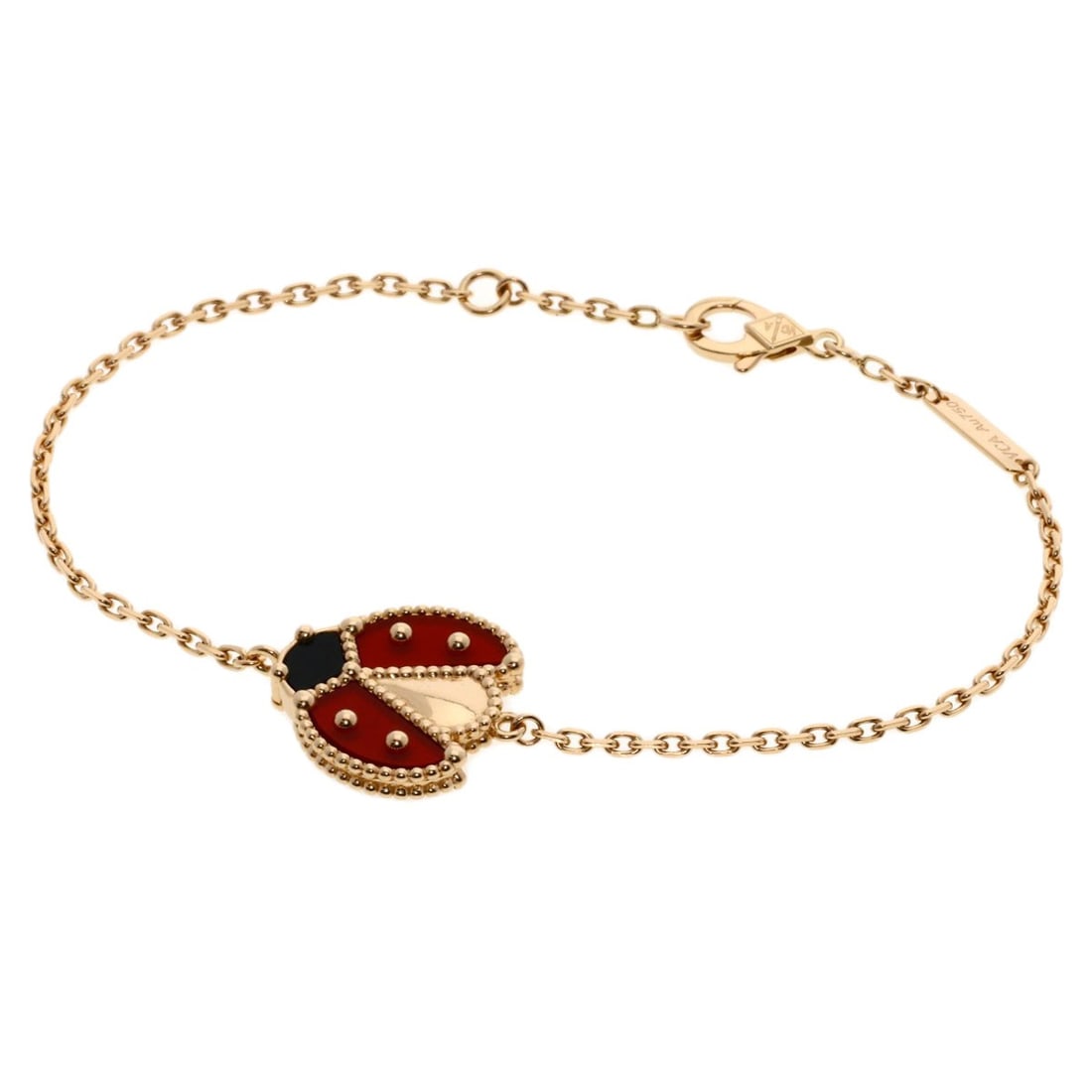 Van Cleef & Arpels Ladybug Bracelet, Onyx Carnelian, Lucky Spring Open Wing: Van Cleef & Arpels Ladybug Bracelet, Onyx Carnelian, Lucky Spring Open Wing Van Cleef & Arpels Ladybug Bracelet crafted in K18 Pink Gold and featuring Carnelian, made in France. Item Specifics: Brand: