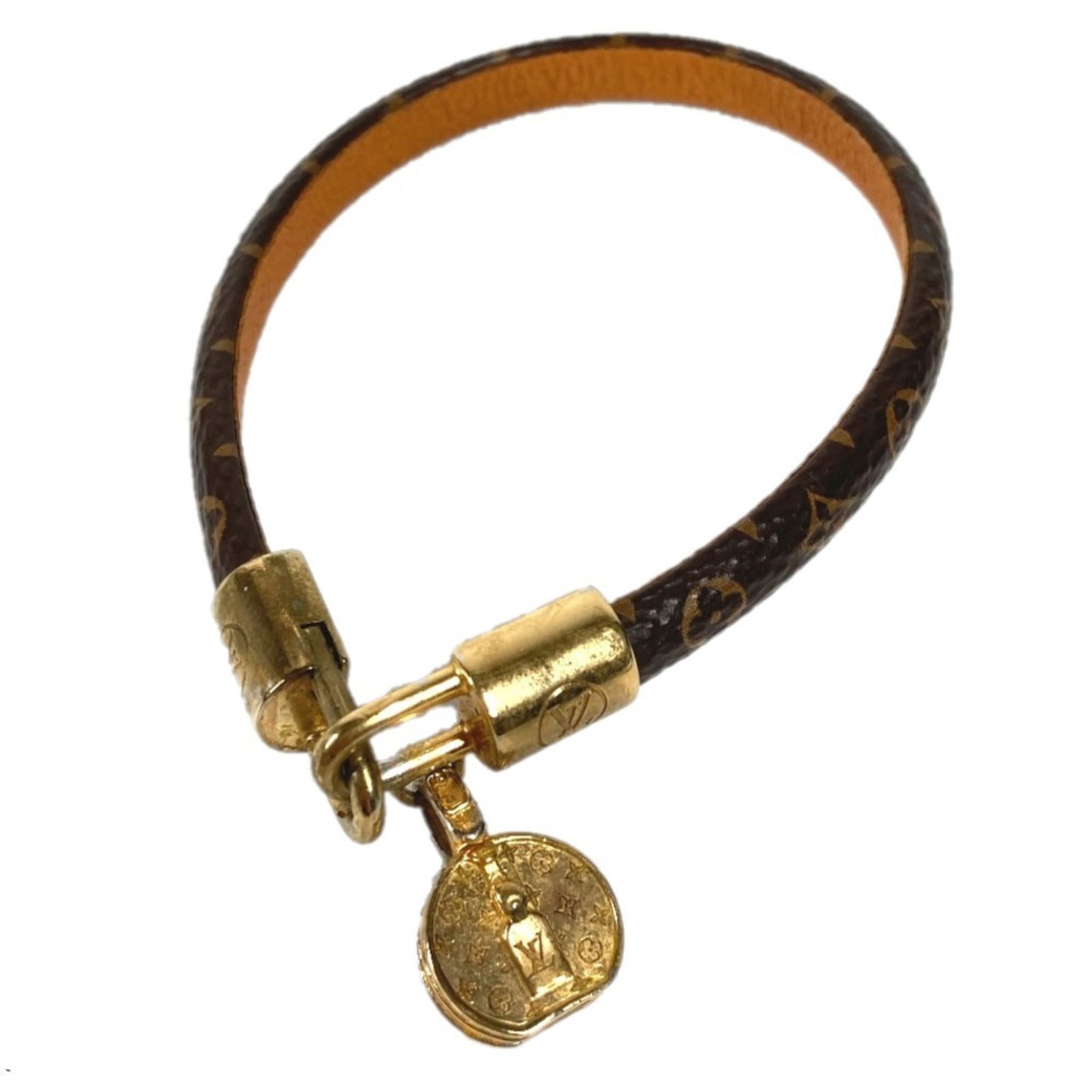 Monogram Canvas Louis Vuitton Charm Bracelet: Monogram Canvas Louis Vuitton Charm Bracelet Louis Vuitton charm bracelet made from monogram canvas in brown, designed for women, with a total length of 19.5 cm / 7.67'', showing signs of wear but