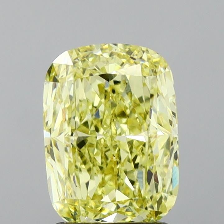 Loose Lab Diamond IGI Cushion Modified 2.09ct Fancy Intense Yellow VS1: Loose Lab Diamond IGI Cushion Modified 2.09ct Fancy Intense Yellow VS1 Loose lab-grown diamond weighing 2.09ct, cushion modified cut with fancy intense yellow color and clarity VS1, certified by IGI.