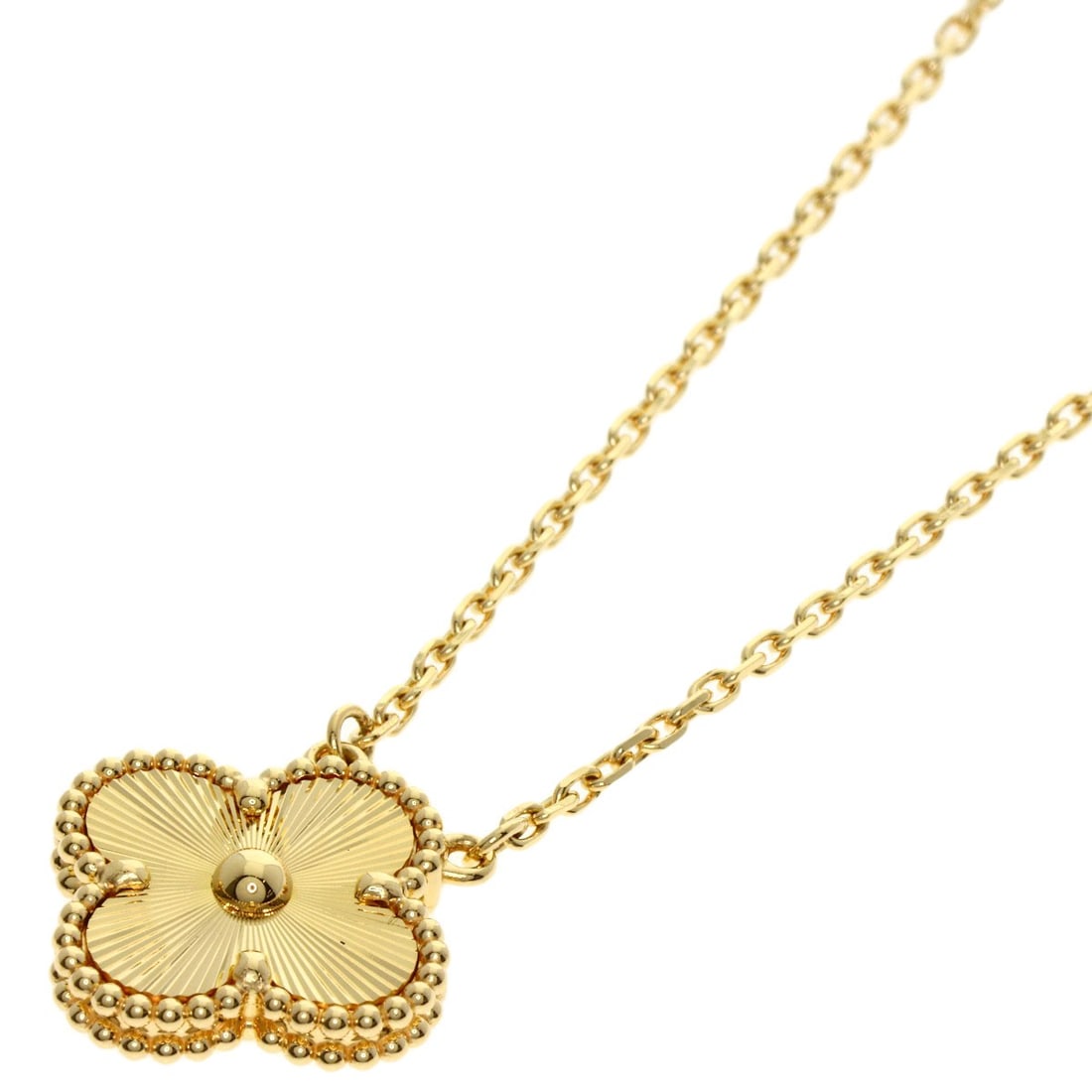 Van Cleef & Arpels K18 Yellow Gold Vintage Alhambra Guilloche Necklace: Van Cleef & Arpels K18 Yellow Gold Vintage Alhambra Guilloche Necklace Van Cleef & Arpels vintage Alhambra necklace in K18 yellow gold, 16.5 inches long, made in France, no main stone. Item Specifics: