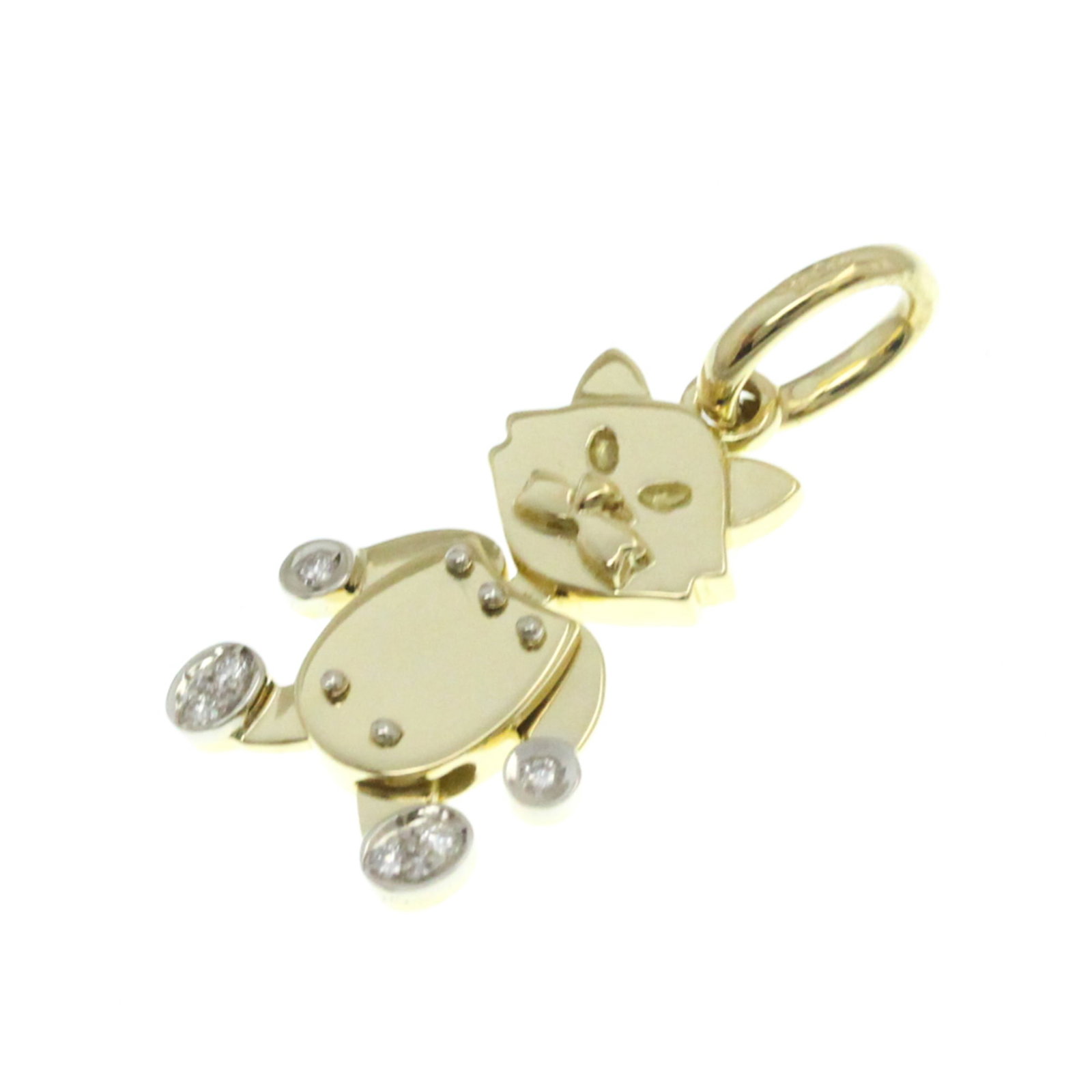 18K Yellow Gold Pomellato Necklace Charm: 18K Yellow Gold Pomellato Necklace Charm 18K yellow gold necklace charm by Pomellato, 23mm x 14.5mm, features a diamond, in very good used condition with minor traces of usage. Item Specifics: Brand: