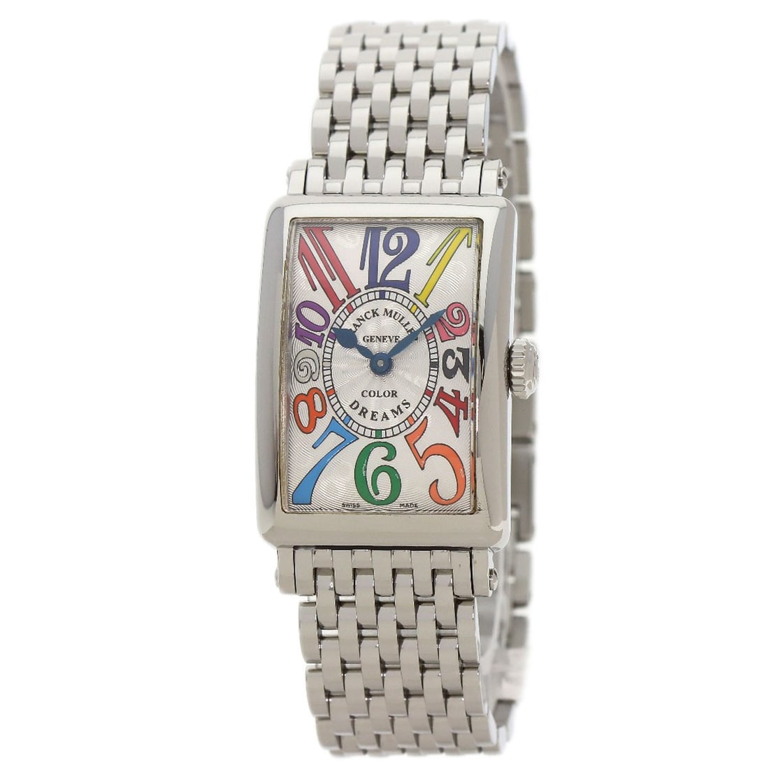 FRANCK MULLER Long Island Color Dream 902QZ Stainless Watches: FRANCK MULLER Long Island Color Dream 902QZ Stainless Watches Loose lab-grown diamond, IGI certified, weighing 1.64ct with Fancy Vivid Pink color and VS1 clarity. Measurements are 9.41L x 6.55W x 4.03