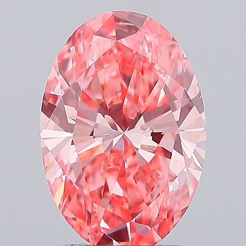 Loose Lab Diamond IGI Oval 2.08ct Fancy Vivid Pink VS1: Loose Lab Diamond IGI Oval 2.08ct Fancy Vivid Pink VS1 Loose lab-grown diamond, IGI certified, weighing 2.08ct in fancy vivid pink color, VS1 clarity, and measures 10.37mm x 7.12mm x 4.37mm. Item