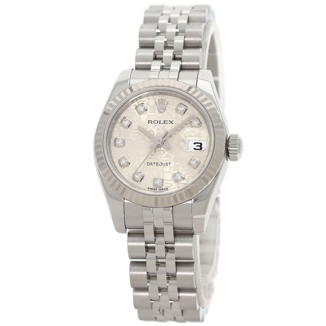 Steel ROLEX DATEJUST 10P Diamond Watches 179174G Stainless Steel/ Stainless: Steel ROLEX DATEJUST 10P Diamond Watches 179174G Stainless Steel/ Stainless The ROLEX DATEJUST 10P Diamond Watch features a stainless steel build with an analog display and mechanical automatic