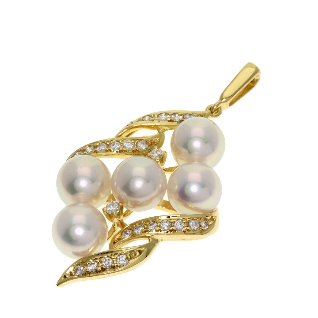 K18 Yellow Gold MIKIMOTO Pearl Diamond Pendant (1 of 4)