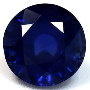Loose Sapphire Gemstone Round 1.06ct Blue SI: Loose Sapphire Gemstone Round 1.06ct Blue SI Loose sapphire gemstone weighing 1.06ct with a deep blue color and SI clarity, featuring a faceted cut and heated treatment. Measurements are 5.87L x