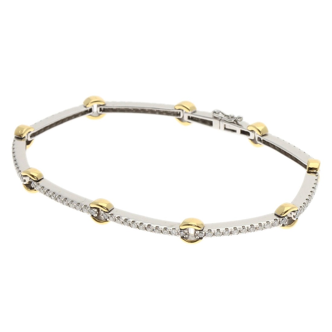 Diamond Bracelet 2.03ct K18 White Gold 18K Yellow Gold 11.9g: Diamond Bracelet 2.03ct K18 White Gold 18K Yellow Gold 11.9g Diamond bracelet made of K18 white and yellow gold, weighing 11.9g with a total diamond weight of 2.03ct. Item Specifics: Brand: SELECT