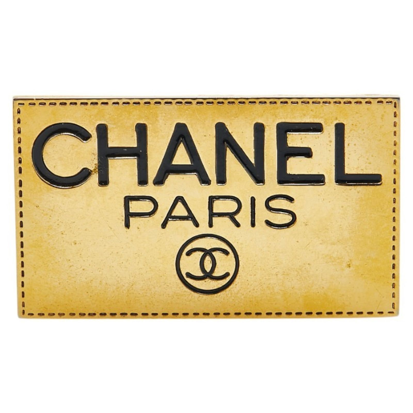 Plating Chanel Brooch Gold: Plating Chanel Brooch Gold Chanel gold-plated brooch, measuring 31.7 cm x 51.5 cm, in acceptable condition with noticeable signs of usage and damage. Item Specifics: Brand: Chanel Type: Brooch Gender: