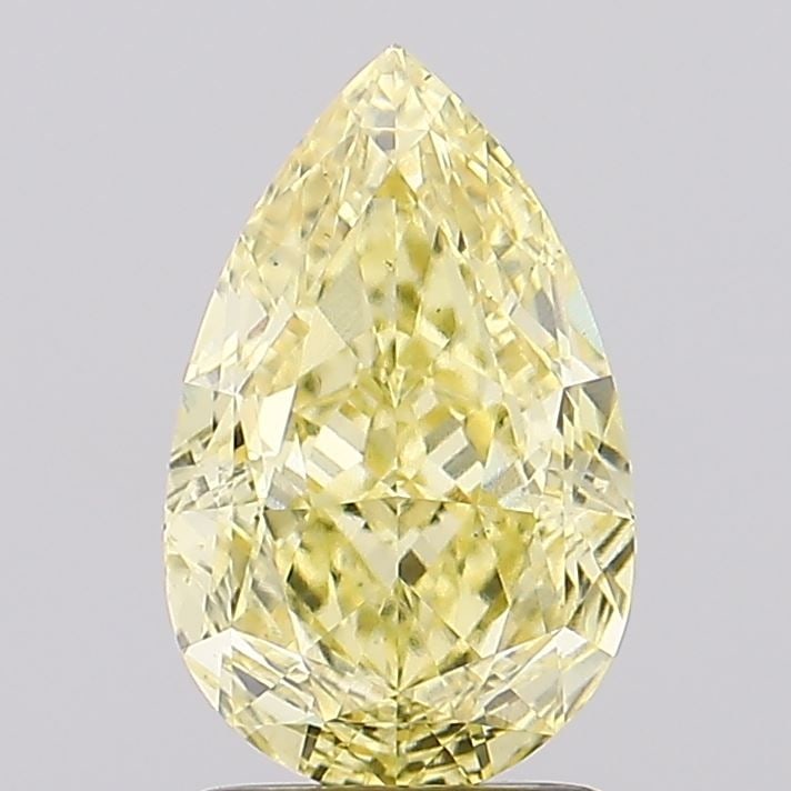 Loose Lab Diamond 2.08ct Fancy Intense Yellow VS1 - IGI Pear: Loose Lab Diamond 2.08ct Fancy Intense Yellow VS1 - IGI Pear Loose lab-grown diamond in a pear shape, weighing 2.08ct, fancy intense yellow color, and VS1 clarity, certified by IGI. Dimensions are